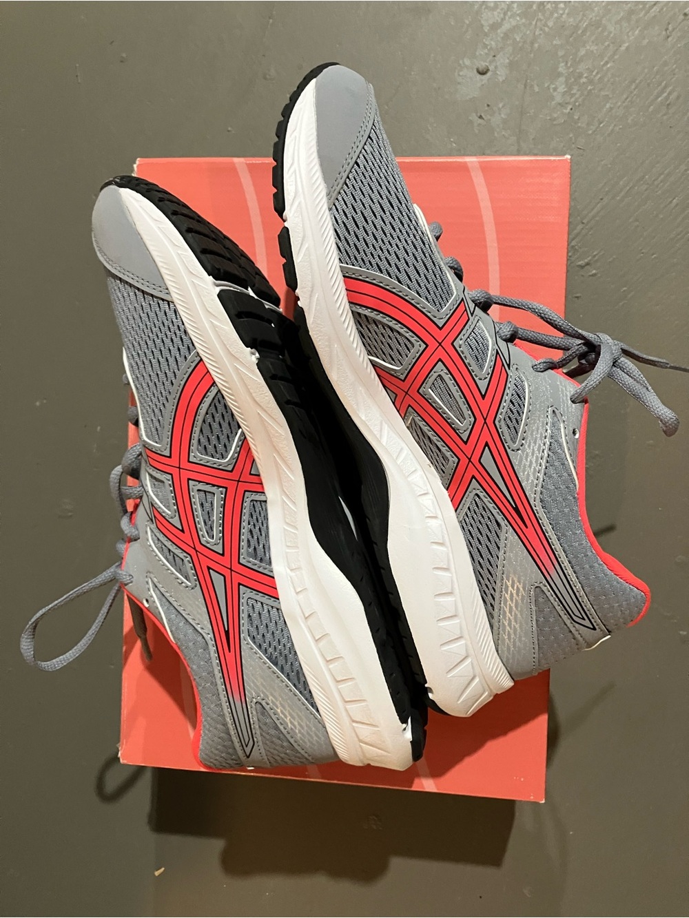 ASICS Gray Sneakers with Pink Accents sz 10